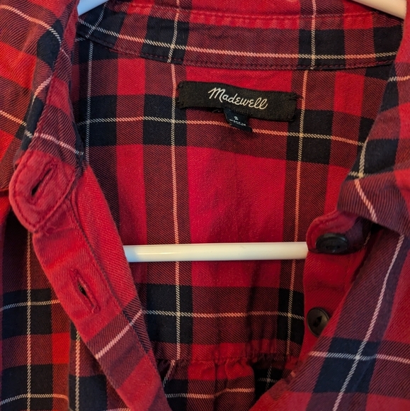 Madewell Oversize High Low Plaid Button Up Shirt Size Small 23" PTP - Picture 2 of 4
